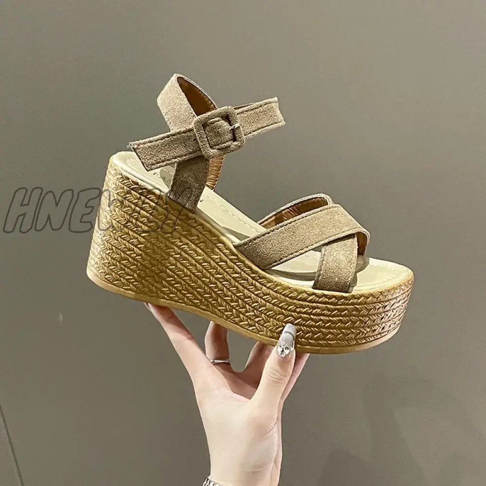 Hnewly Wedge Heel Summer New Fashion Platform Thick Bottom Buckle Casual Comfortable Walking Shoes