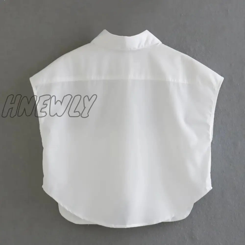 Hnewly White Cropped Sleeveless Shirt Women Fashion Pockets Design Tank Top Female Chic Lady High