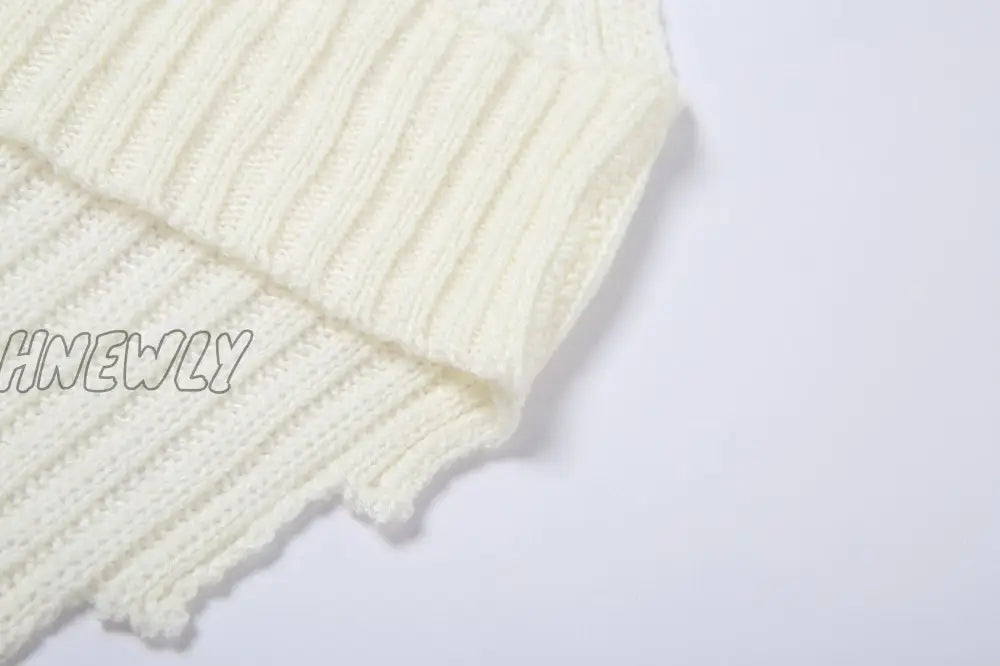 Hnewly White Halter Neck Y2K Tank Top Knitted Off Shoulder Sexy Spring Summer Fashion Women