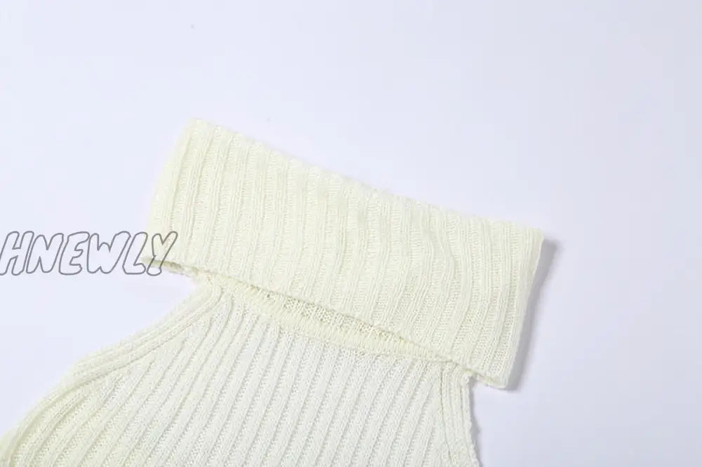 Hnewly White Halter Neck Y2K Tank Top Knitted Off Shoulder Sexy Spring Summer Fashion Women