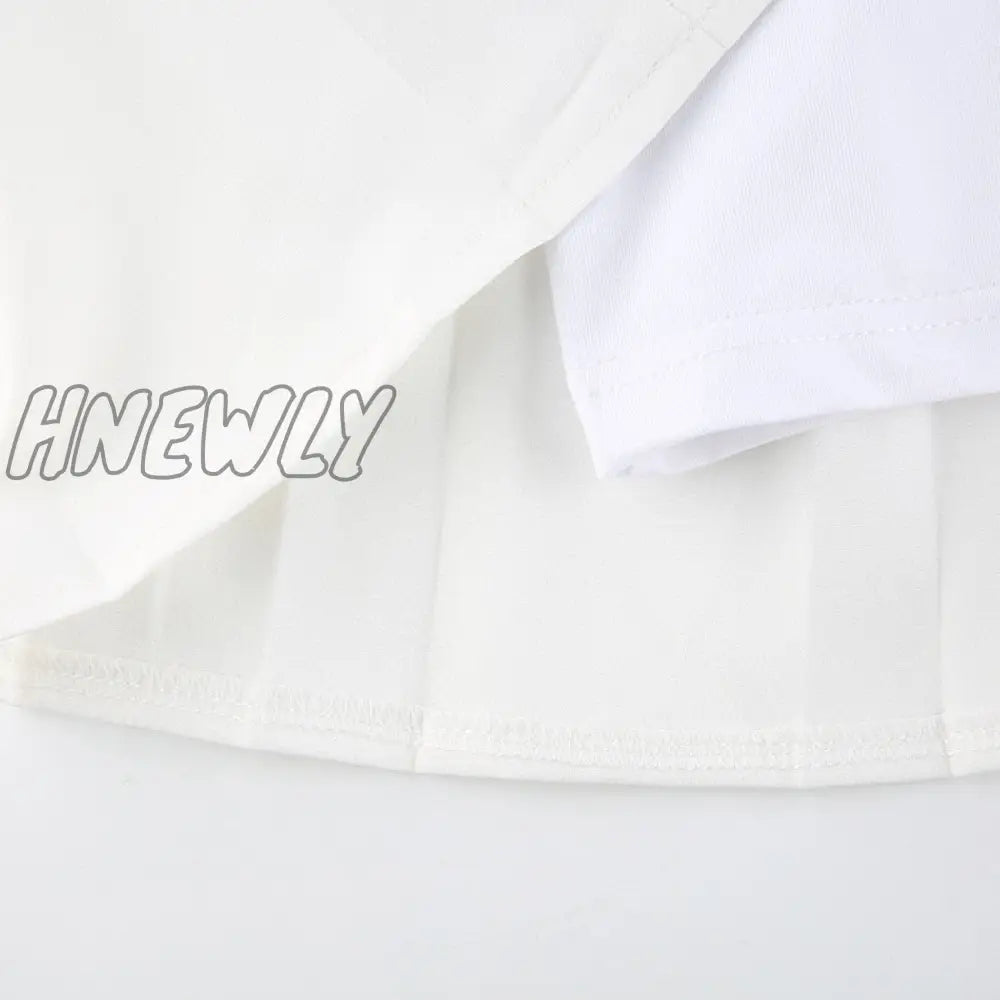 Hnewly White Pleated Skirt Short Woman Elastic Waist Mini Skirts Sexy Mircro Summer Embroidery