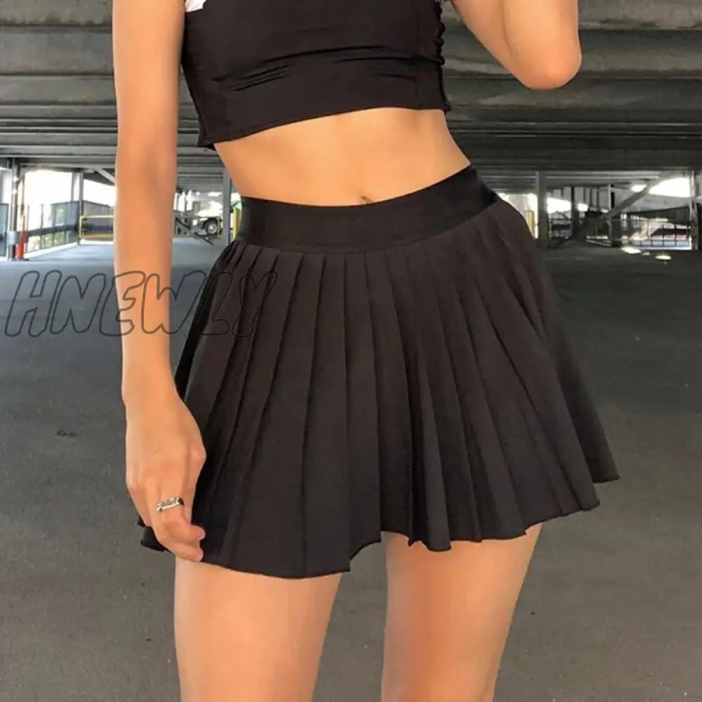 Hnewly White Pleated Skirt Short Woman Elastic Waist Mini Skirts Sexy Mircro Summer Embroidery