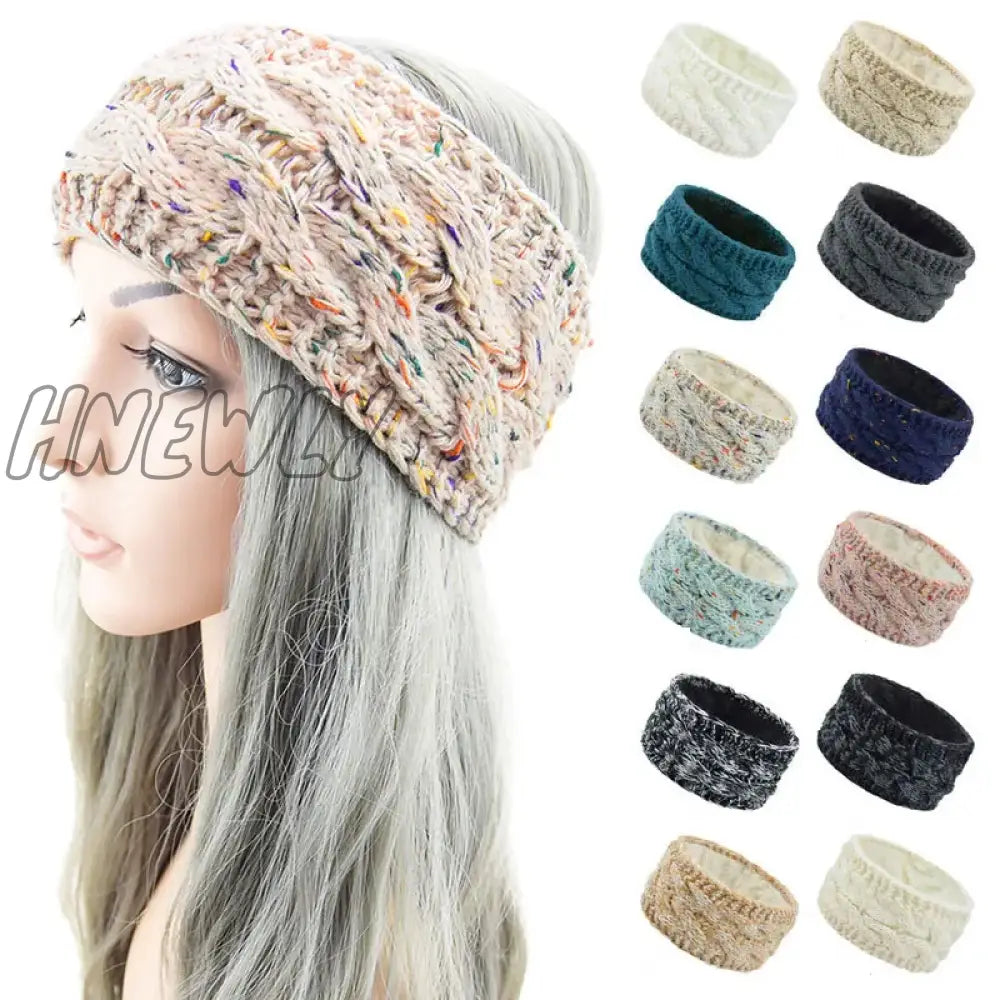 Hnewly Wide Knitting Woolen Headband Winter Warm Ear Women Thicken Turban Hair Accessories Girl