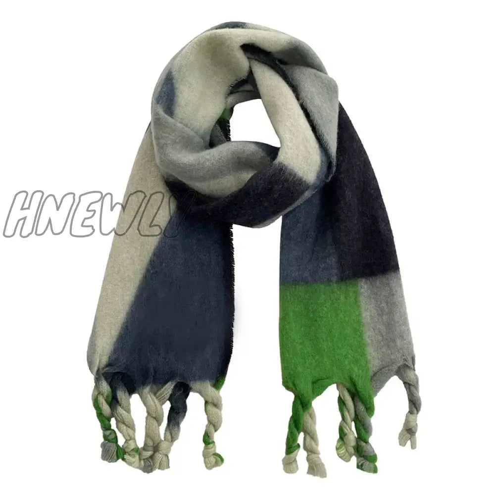 Hnewly Winter Scarf Women Cashmere Warm Pashmina Plaid Foulard Female Scarves Wraps Thick Soft