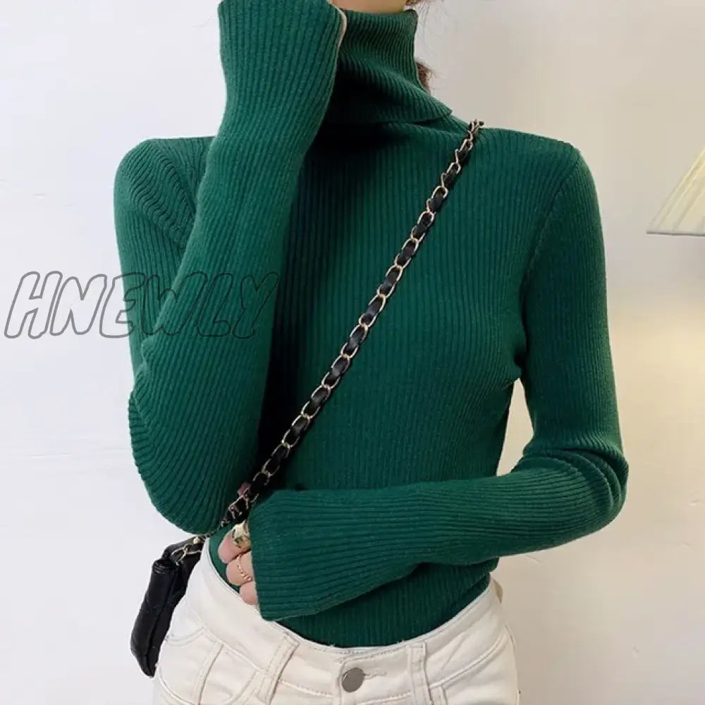 Hnewly Winter Turtleneck Sweater Women Elegant Lined Warm Knitted Pullover Slim Long Sleeve Tops