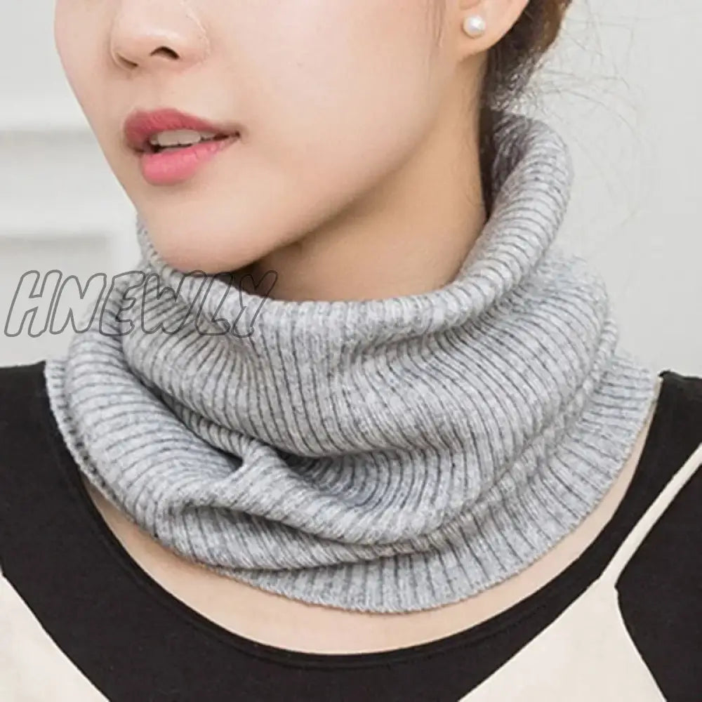 Hnewly Winter Warm Cashmere Scarves Unisex Elastic Wool Knit Ring Neck Scarf Snood Female Thicken