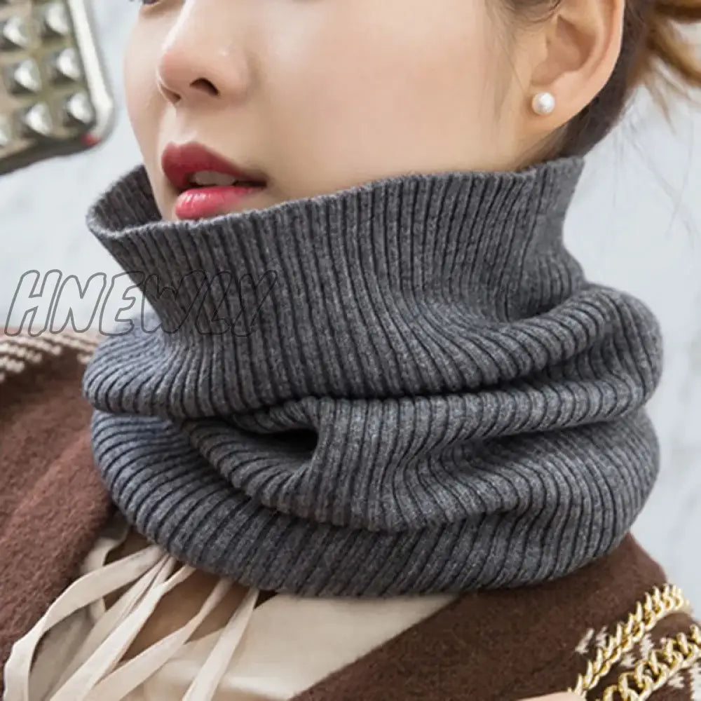 Hnewly Winter Warm Cashmere Scarves Unisex Elastic Wool Knit Ring Neck Scarf Snood Female Thicken