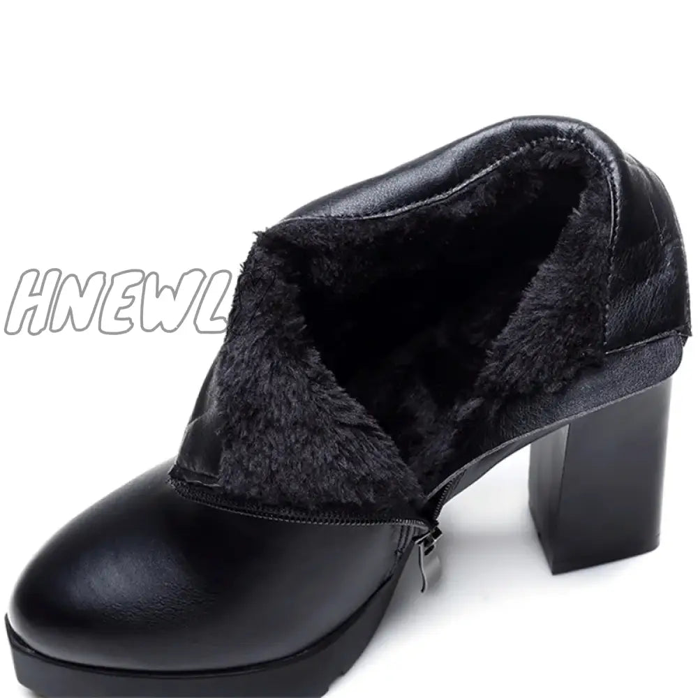 Hnewly Women Ankle Boots Autumn Winter Martin 10Cm High Heels Platform Sexy Ladies Black Pumps Shoes