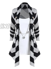 Hnewly Women Chevron Graphic Faux Twinset Knit Pullovers Mock Button Colorblock Long Sleeve