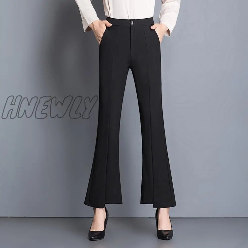 Hnewly Women Chic Office Wear Straight Pants Vintage High Ladies Trousers Baggy Korean