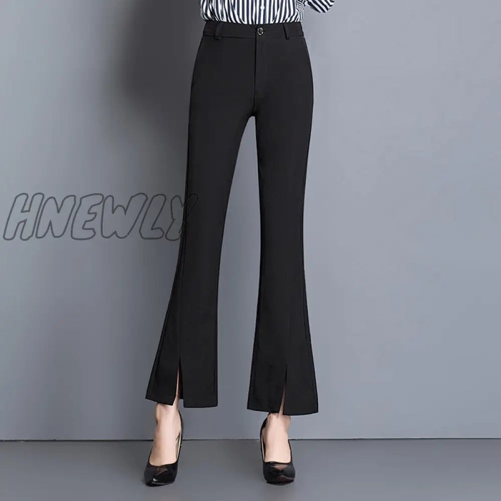 Hnewly Women Chic Office Wear Straight Pants Vintage High Ladies Trousers Baggy Korean