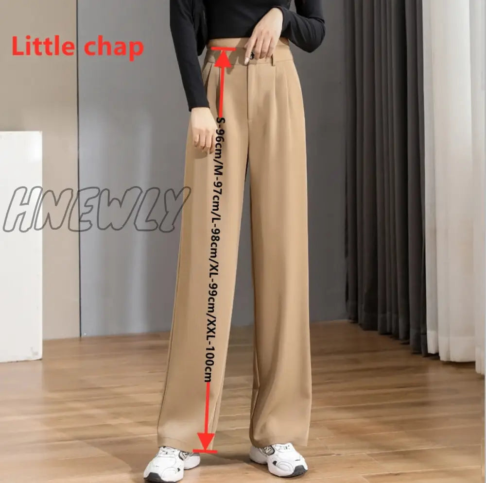 Hnewly Women Chic Office Wear Straight Pants Vintage High Ladies Trousers Baggy Korean