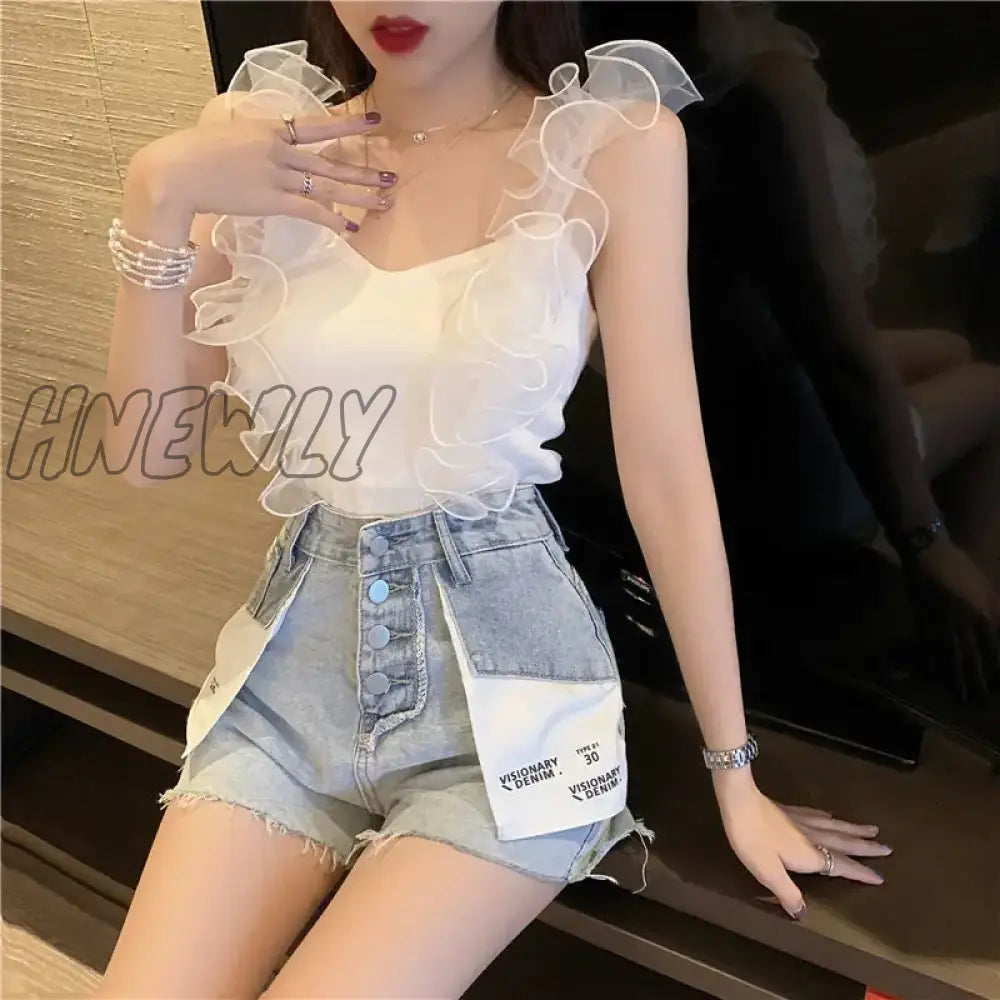 Hnewly Women Corset Tops Photogenic Super Fairy Short Spaghetti-Strap Camisole Top Summer Tank