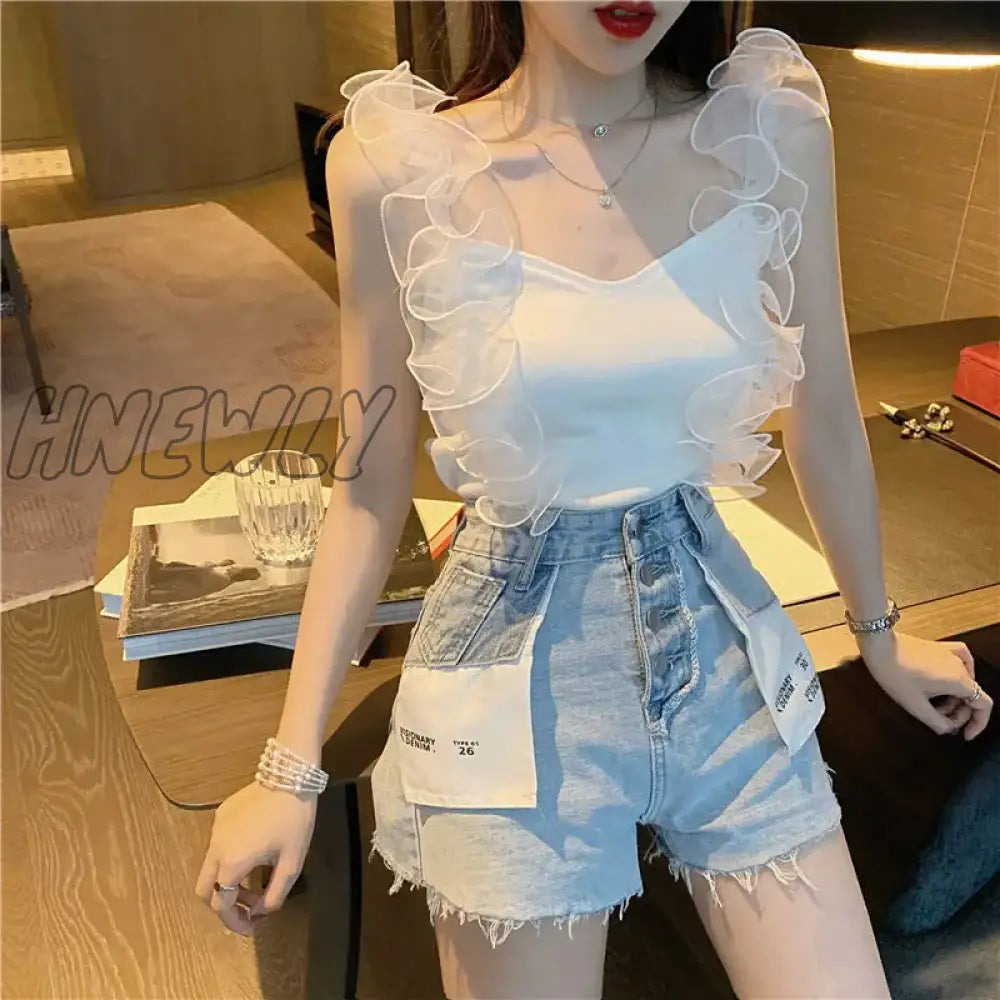 Hnewly Women Corset Tops Photogenic Super Fairy Short Spaghetti-Strap Camisole Top Summer Tank