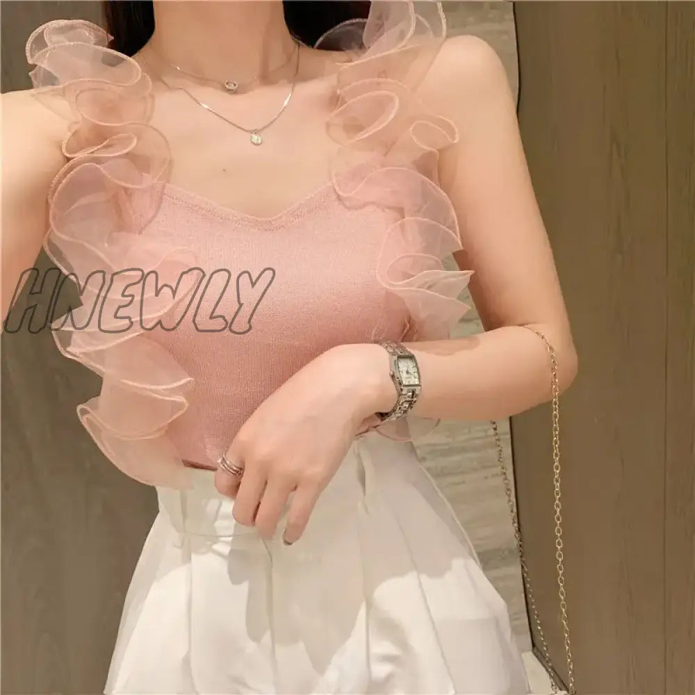 Hnewly Women Corset Tops Photogenic Super Fairy Short Spaghetti-Strap Camisole Top Summer Tank