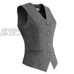 Hnewly Women Elegant Ol Waistcoat Vest Gilet V - Neck Business Career Ladies Tops Office Formal