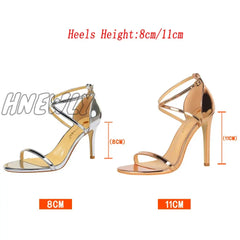 Hnewly Women Fetish 8Cm 11Cm High Heels Summer Mid Low Champagne Gold Sandals Roman Pumps Lady