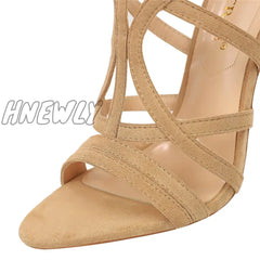 Hnewly Women Gladiator Heels Sandals Fetish 11Cm High Boots Lady Peep Toe Yellow Blue Nude Sandle