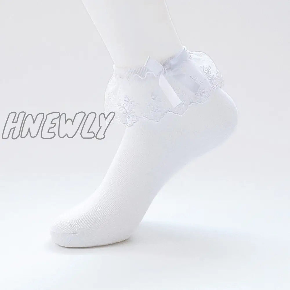 Hnewly Women Lace Mesh Black White Cotton Socks Lolita Style Japanese Maiden Lovely Short Harajuku