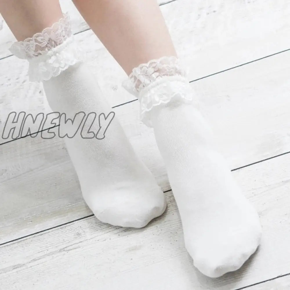 Hnewly Women Lace Mesh Black White Cotton Socks Lolita Style Japanese Maiden Lovely Short Harajuku