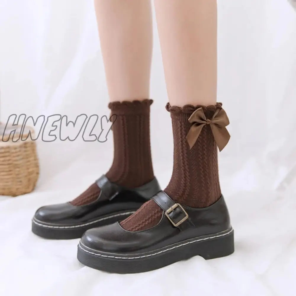 Hnewly Women Lace Mesh Black White Cotton Socks Lolita Style Japanese Maiden Lovely Short Harajuku