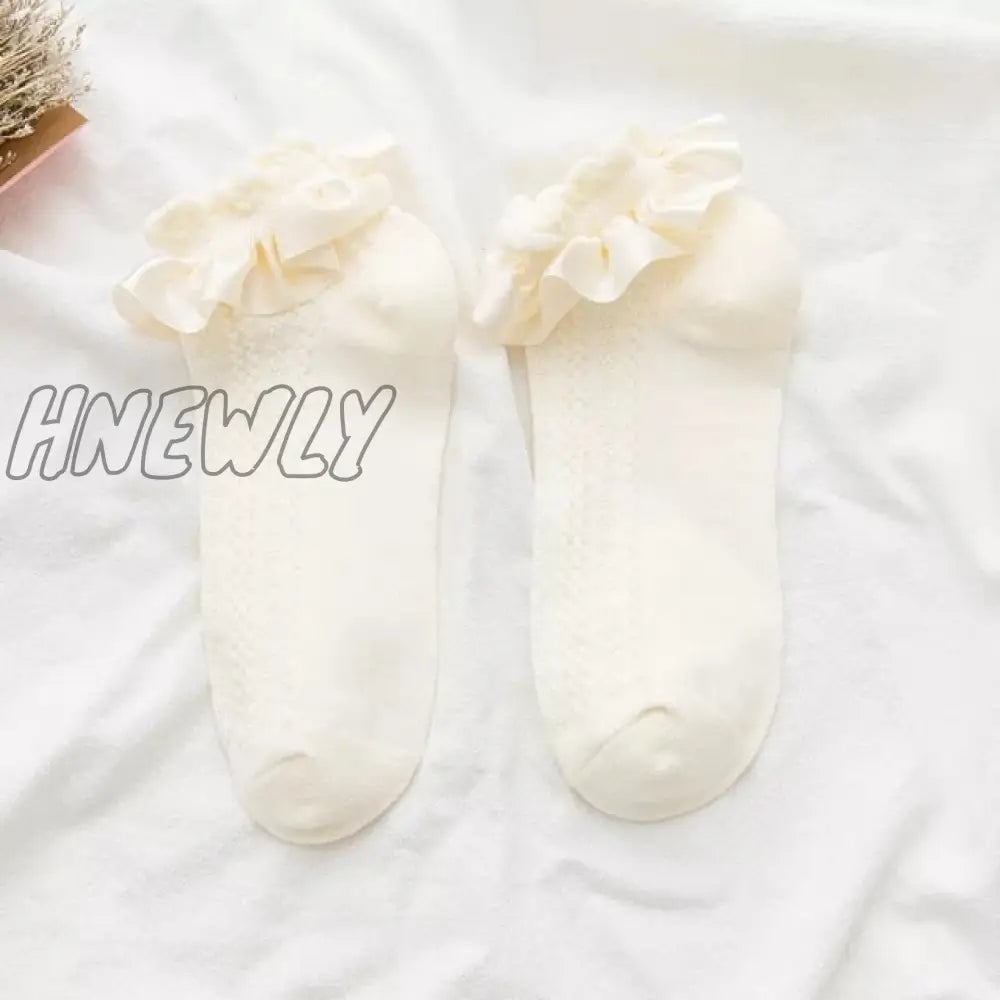 Hnewly Women Lace Mesh Black White Cotton Socks Lolita Style Japanese Maiden Lovely Short Harajuku