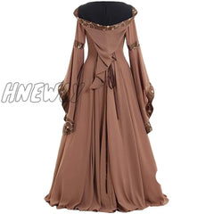 Hnewly Women Medeival Gothic Cosplay Dresses Victoria Steampunk Hoodies Bandage Halloween Noble