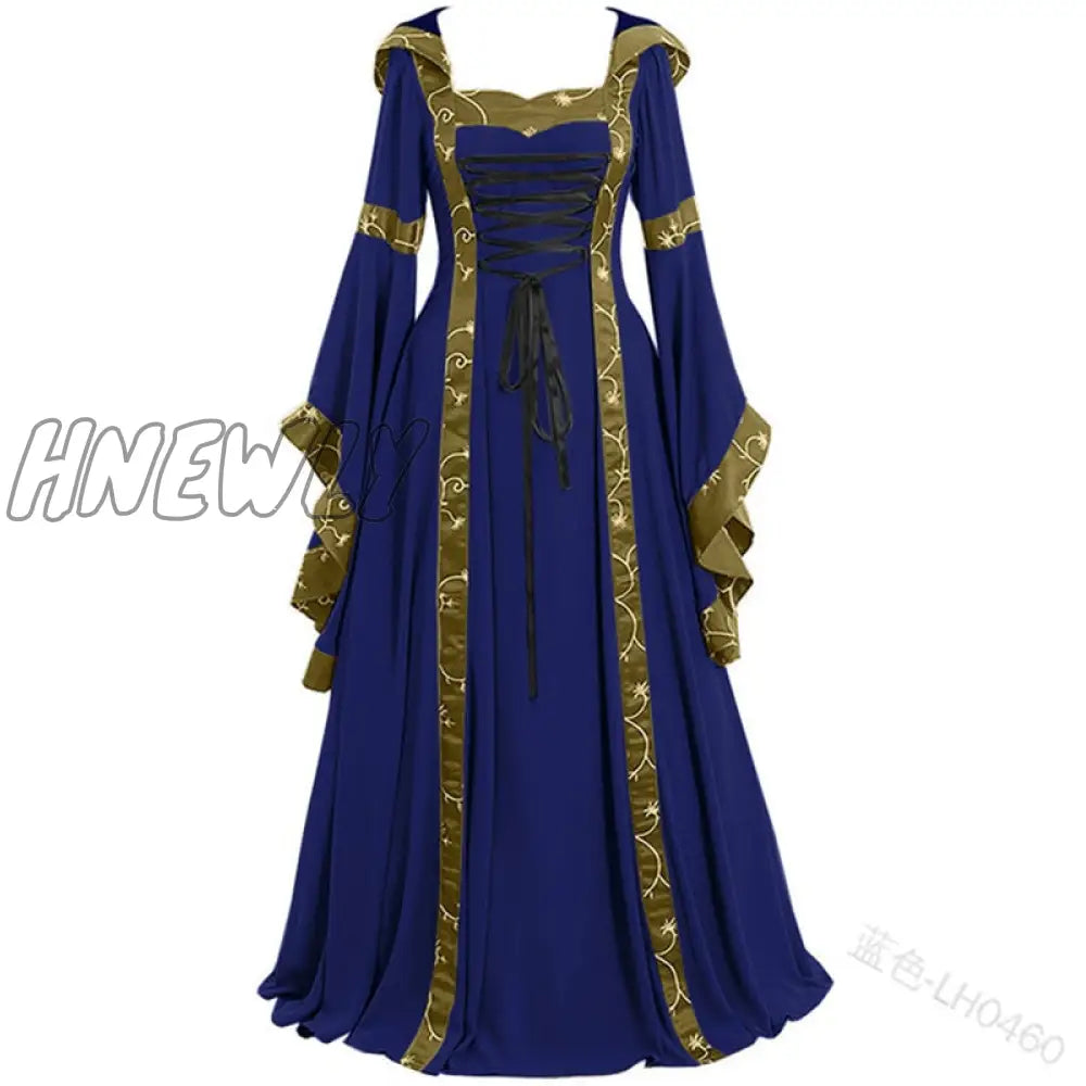 Hnewly Women Medeival Gothic Cosplay Dresses Victoria Steampunk Hoodies Bandage Halloween Noble