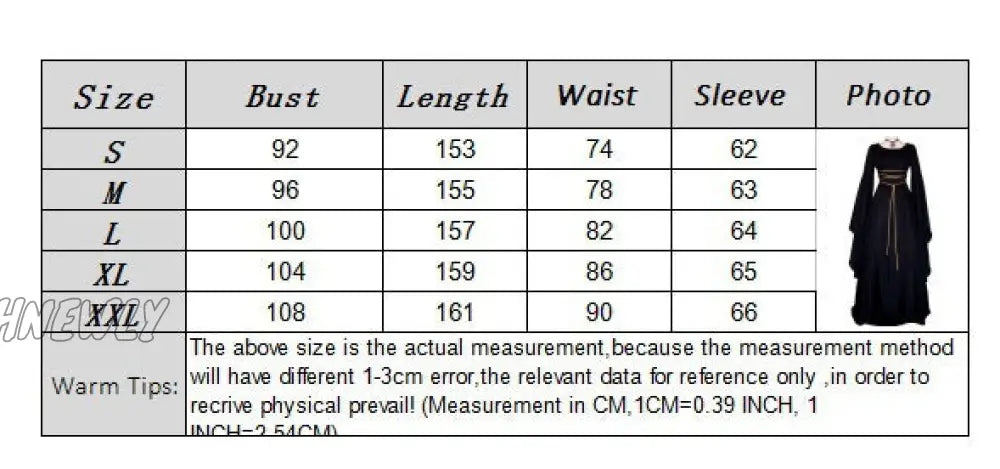 Hnewly Women Middle Age Vintage Costumes Medieval Dress Gothic Dresses Floor Length Cosplay Retro