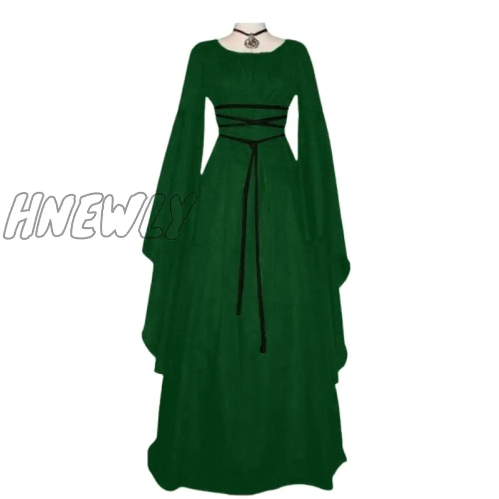 Hnewly Women Middle Age Vintage Costumes Medieval Dress Gothic Dresses Floor Length Cosplay Retro