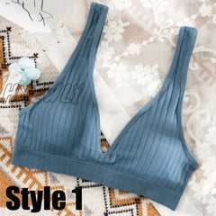 Women Seamless Sports Crop Top Sexy Bra Female Tube Tops Deep V Women’s Underwear Bralette