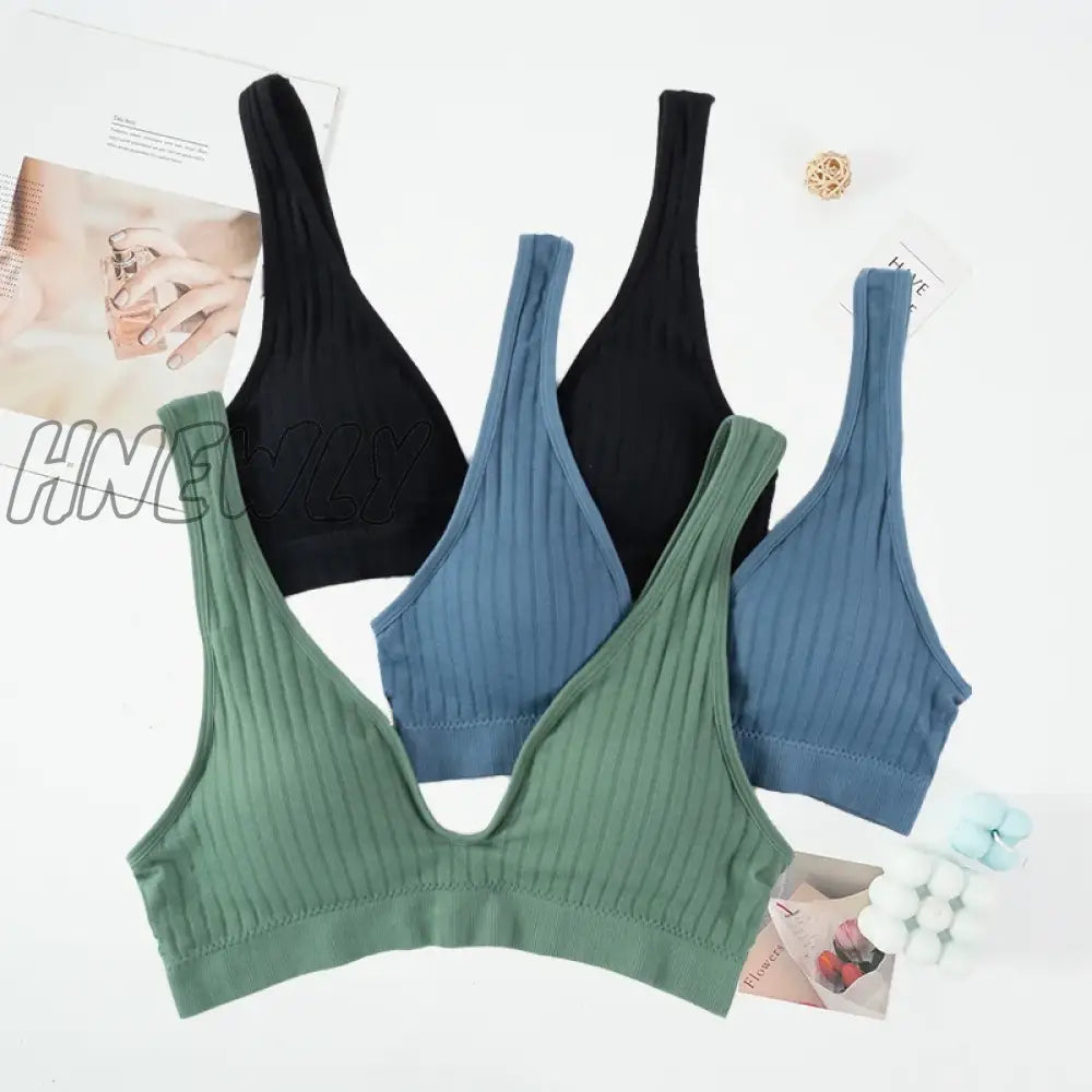 Women Seamless Sports Crop Top Sexy Bra Female Tube Tops Deep V Women’s Underwear Bralette