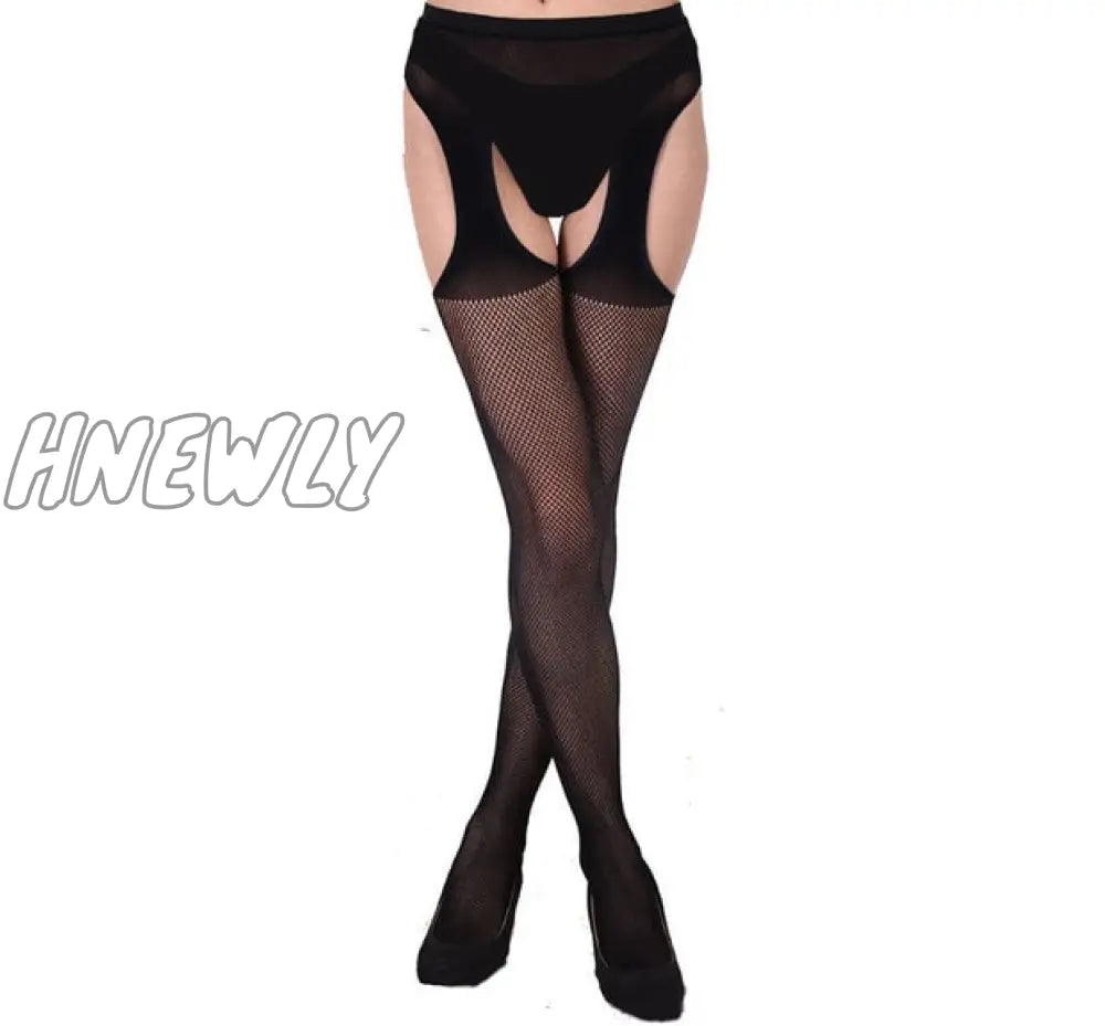 Hnewly Women Sexy Body Stocking Lace Soft Top Thigh High Stockings + Suspender Garter Belt Over