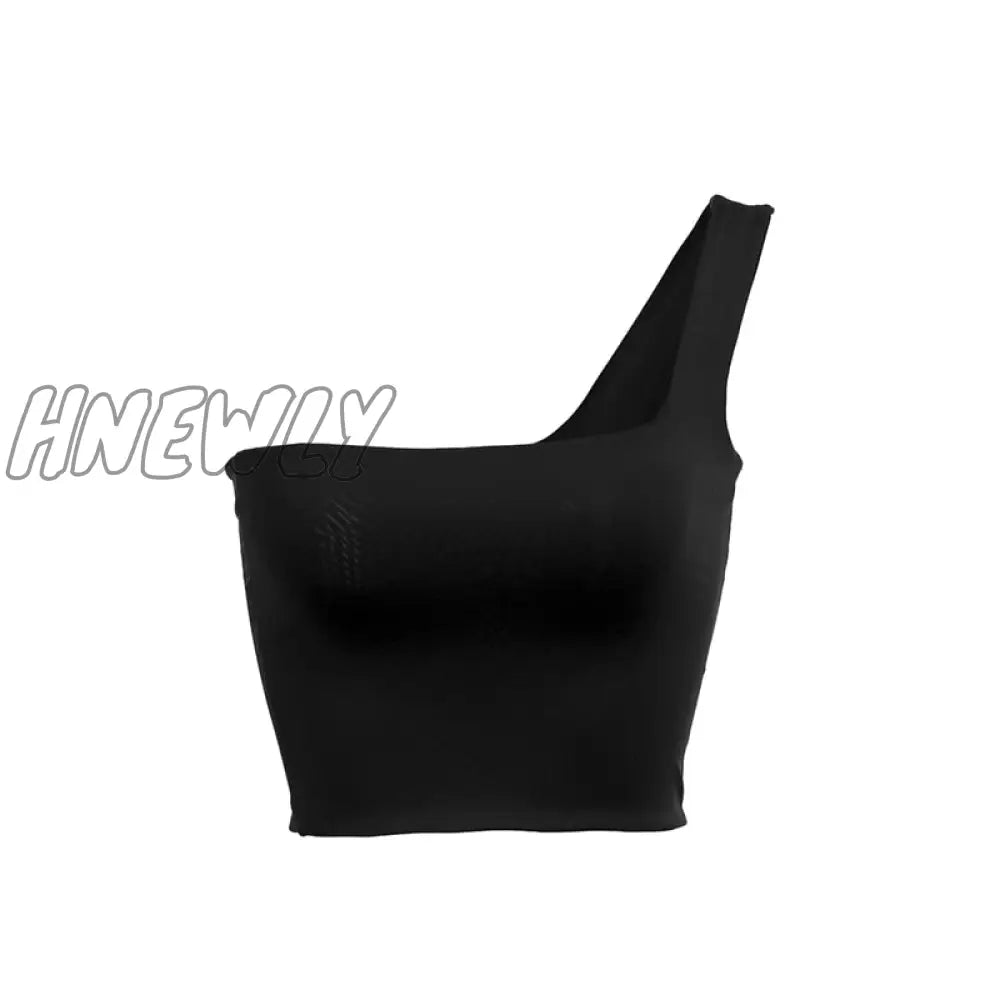 Hnewly Women Sexy Cool Single One Shoulder Tank Tops Vest Bare Midriff Sleeveless T - Shirt Summer