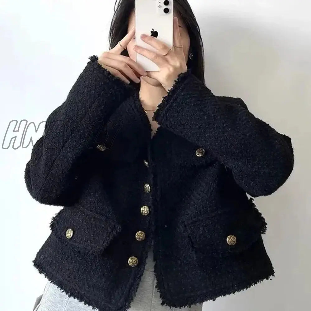 Hnewly Women Shirts Oversize Houndstooth Jacket Coats With Pocket Female Vintage Plaid Spring