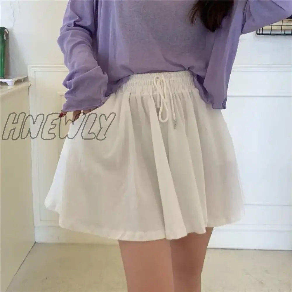 Hnewly Women Shorts Wide Leg Chic Draped Comfort Summer Loose Leisure Korean Style Bottom