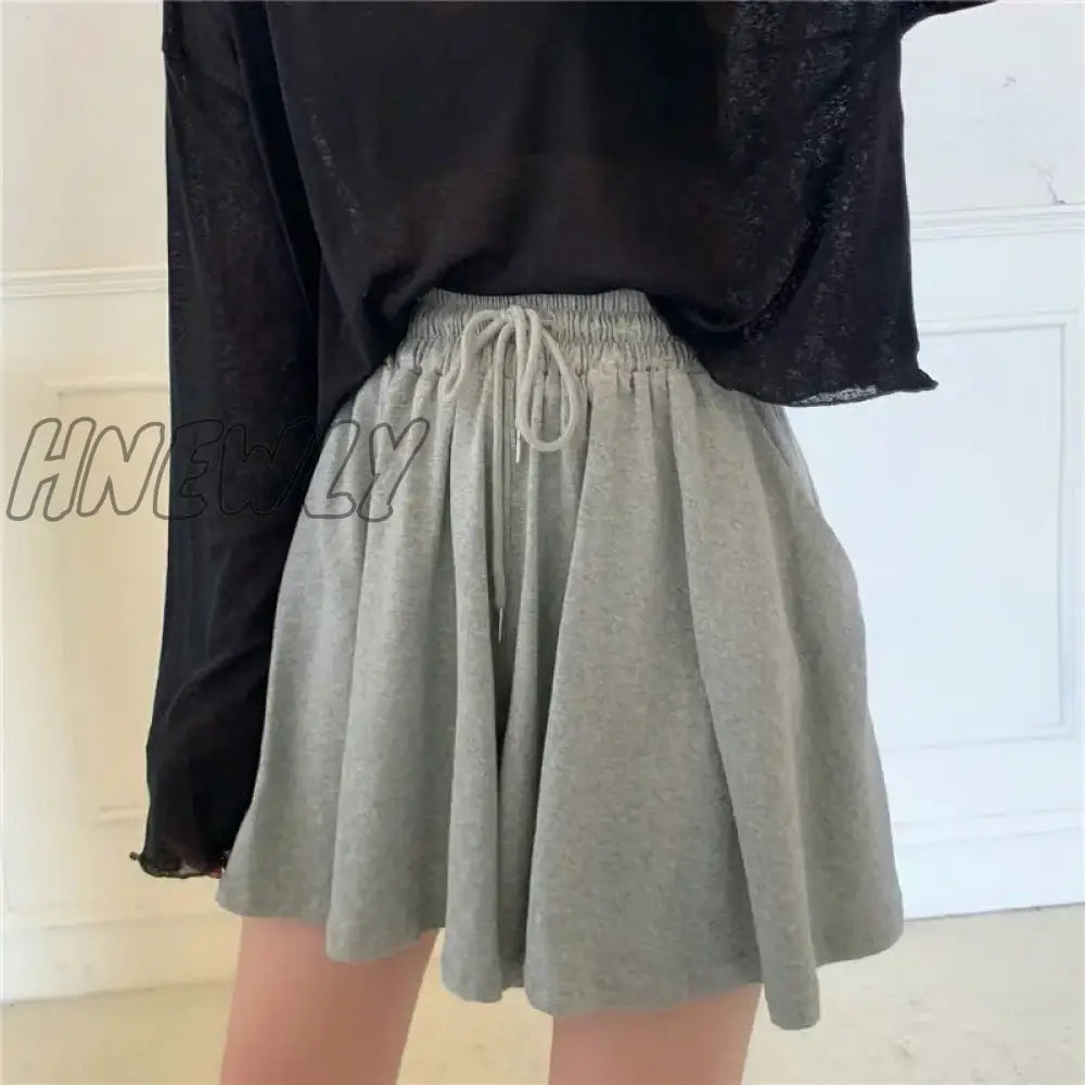 Hnewly Women Shorts Wide Leg Chic Draped Comfort Summer Loose Leisure Korean Style Bottom