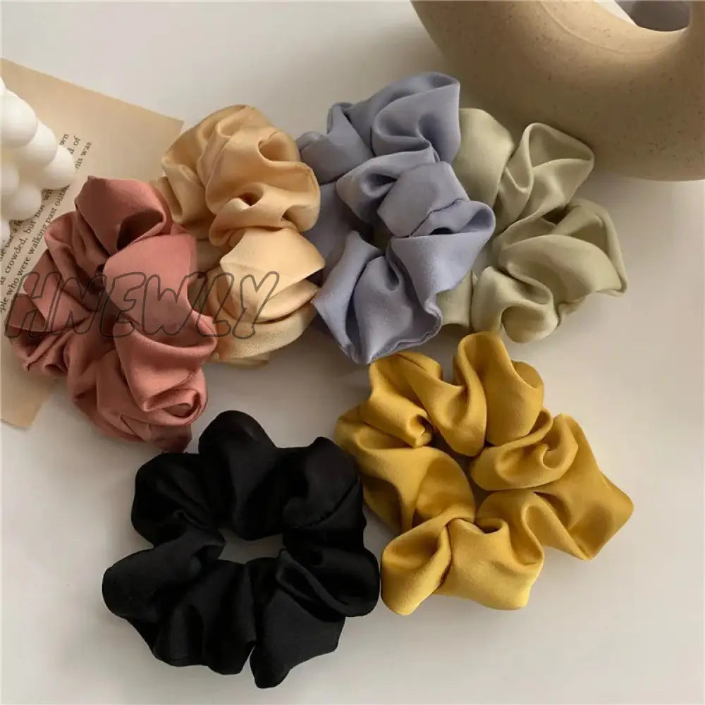 Hnewly Women Silk Scrunchie Elastic Multicolor Hair Band Ponytail Holder Headband Accessories 1Pc