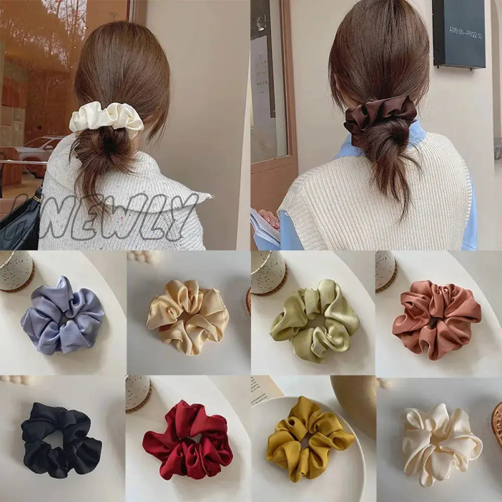 Hnewly Women Silk Scrunchie Elastic Multicolor Hair Band Ponytail Holder Headband Accessories 1Pc