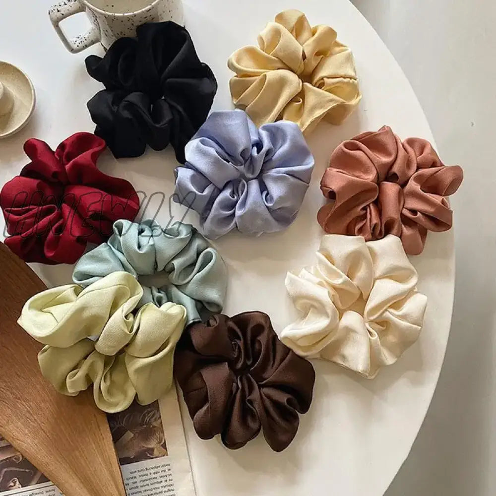 Hnewly Women Silk Scrunchie Elastic Multicolor Hair Band Ponytail Holder Headband Accessories 1Pc