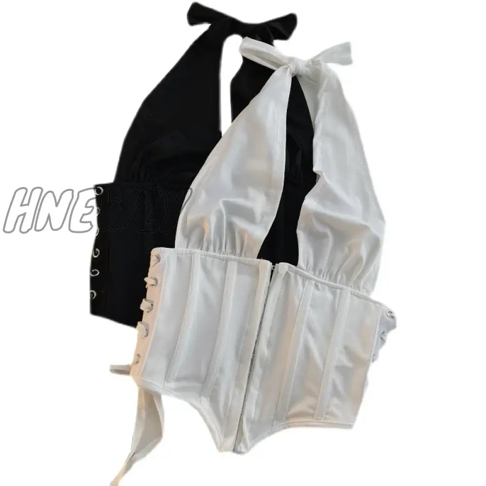 Hnewly Women Strap Halter Backless Fish Bone Camis New Arrivals Sexy Fashion Temperament Spring