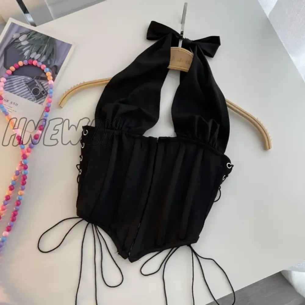 Hnewly Women Strap Halter Backless Fish Bone Camis New Arrivals Sexy Fashion Temperament Spring