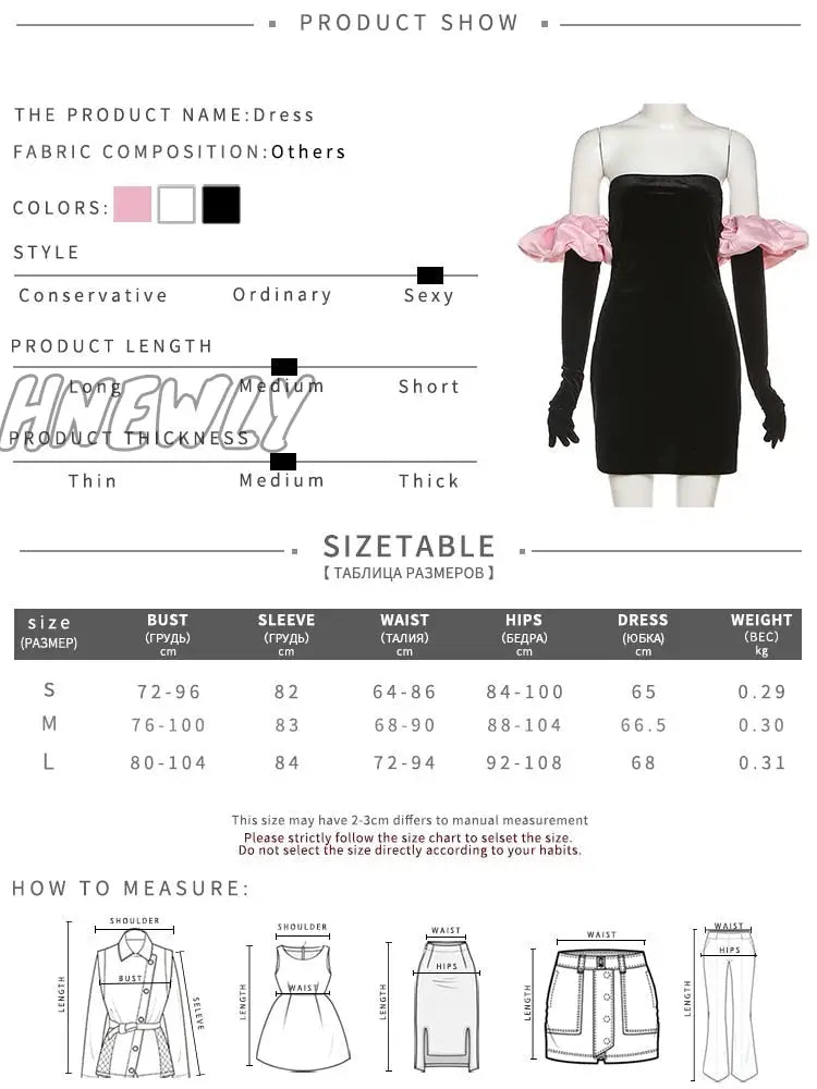 Hnewly Women Strapless Velvet Dress Elastic Bodycon With Clouds Gloves Birthday Vacation Party