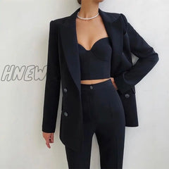 Hnewly Women Suits Female Pant Office Lady Formal Business Set Uniform Work Wear Blazers Camis Tops