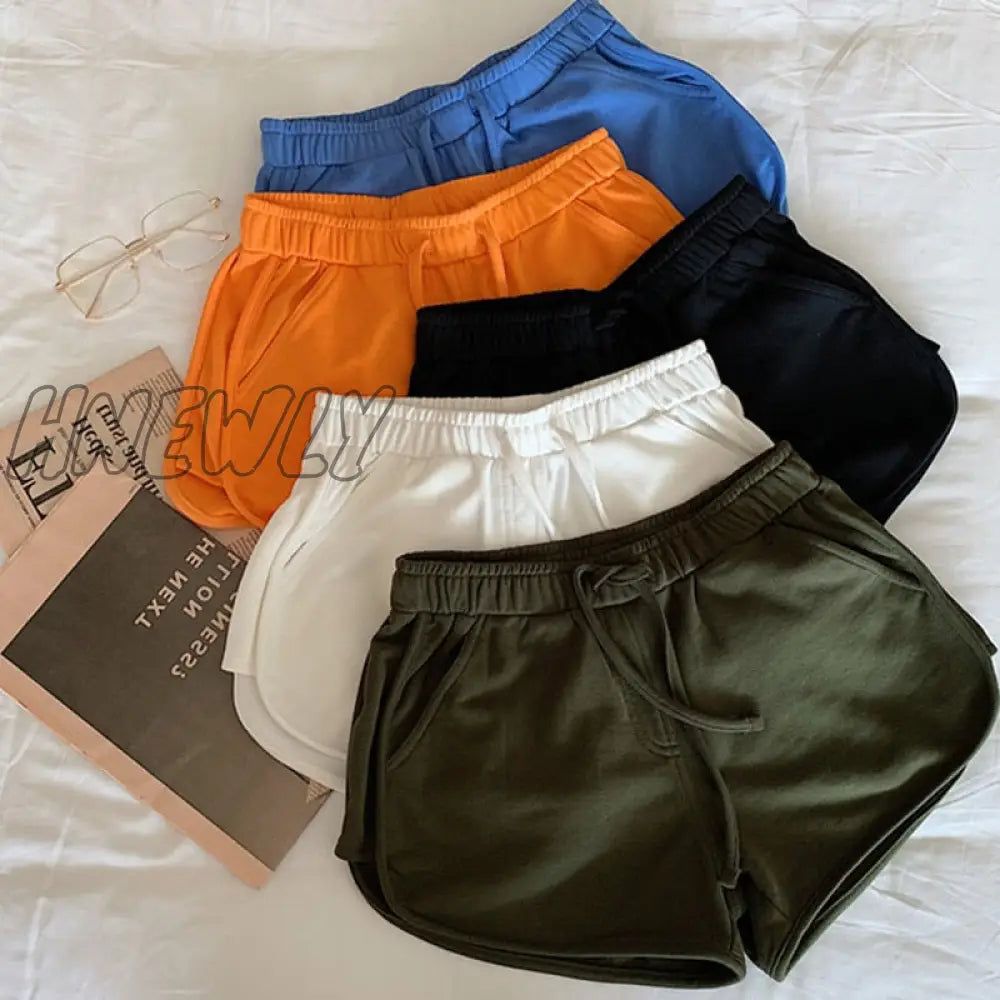 Hnewly Women Summer New Sports Shorts Loose Thin High Waist Casual Wide Leg Pants A-Line Hot Solid