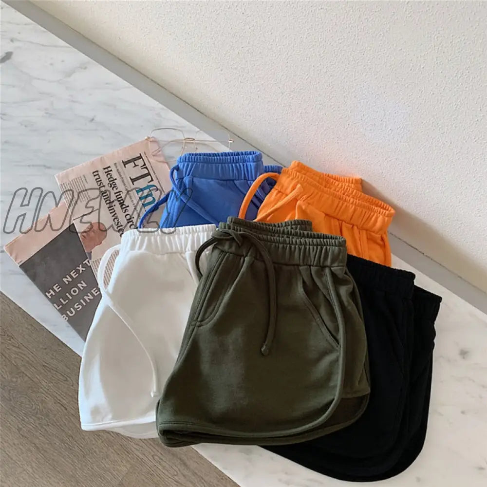 Hnewly Women Summer New Sports Shorts Loose Thin High Waist Casual Wide Leg Pants A-Line Hot Solid