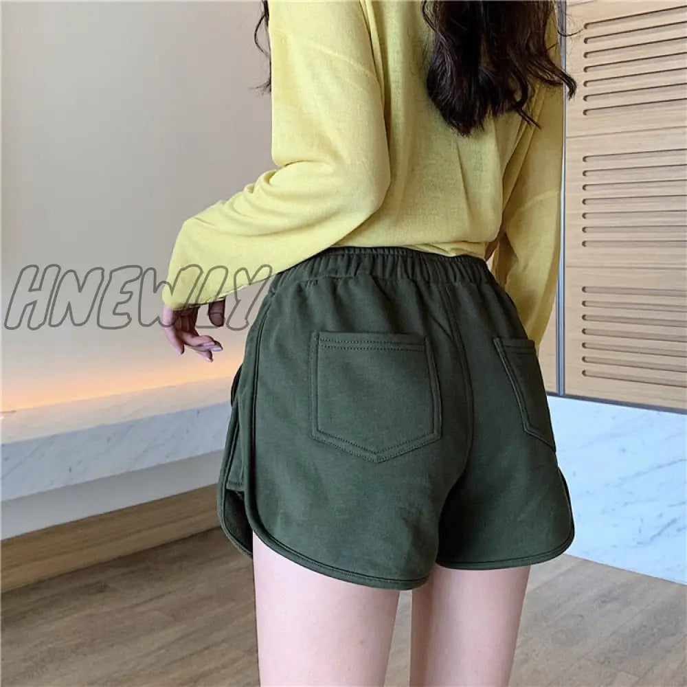 Hnewly Women Summer New Sports Shorts Loose Thin High Waist Casual Wide Leg Pants A-Line Hot Solid