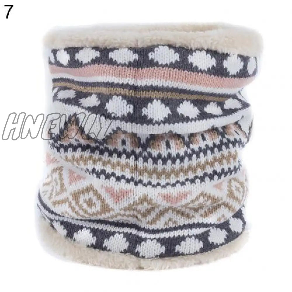 Hnewly Women Winter Soft Breathable Wrap Ring Thick Warm Knitting Scarf Neckerchief 7