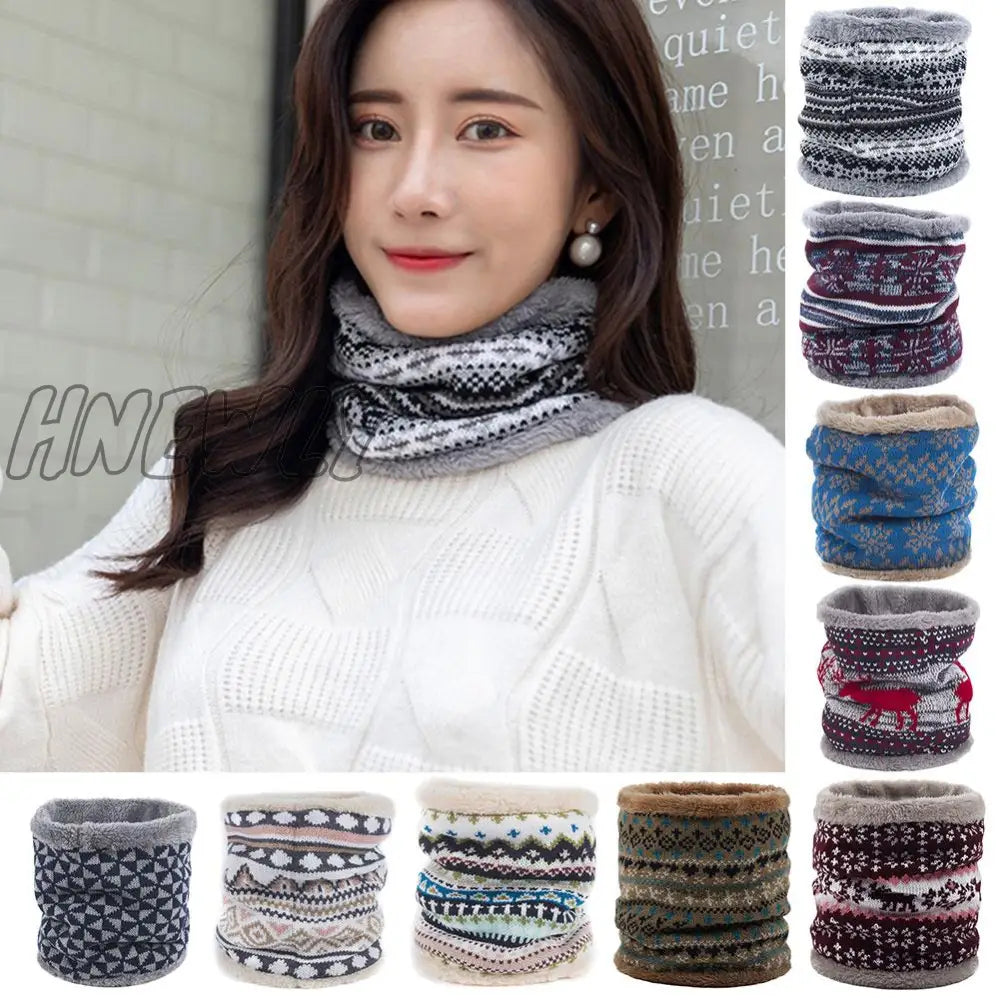 Hnewly Women Winter Soft Breathable Wrap Ring Thick Warm Knitting Scarf Neckerchief