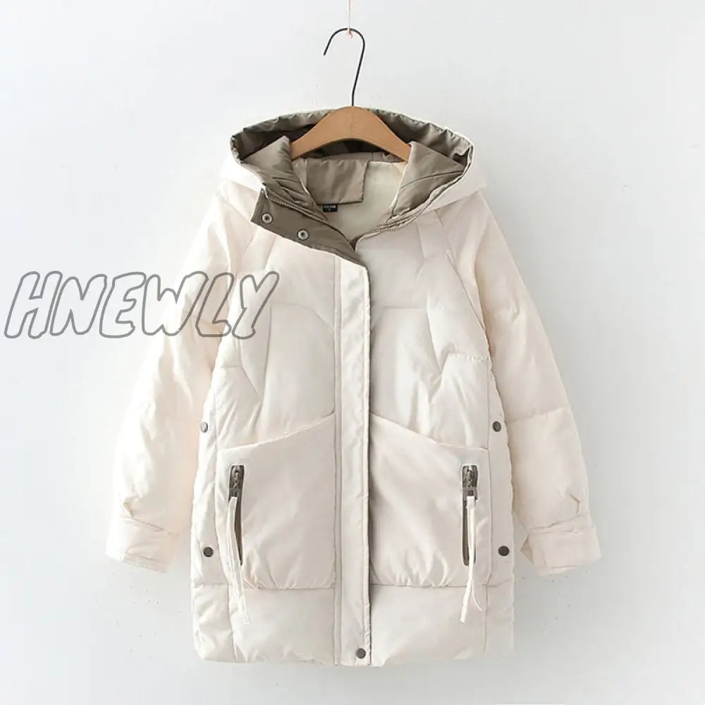 Hnewly Women Winter Thick Hooded Down Jacket Cotton Long Warm Padded Parka For Plus Size 2Xl Coat